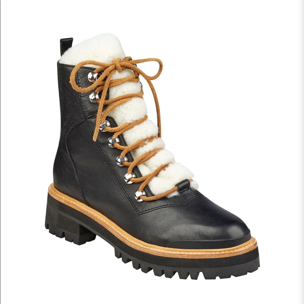 NWT** MARC FISHER LTD IZZIE LUGSOLE ANKLE BOOT BLACK SIZE 8.5